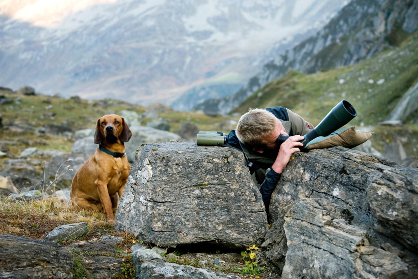 alex fischer, fotograf, darmstadt, ahrntal, sd tirol, jaeger, revier, berge, fernglas, gewehr, hund